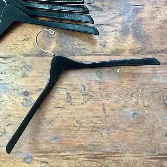 Wishbone 17" Black Wood Coat Hangers Set of 5 - Picture 2 of 4